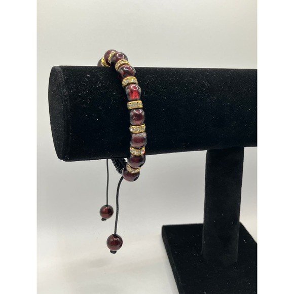 Purple Beads, Rhinestones & Silver-Tone Separator Friendship Bracelet! - Picture 4 of 5